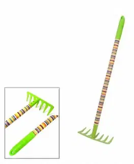 Detské náradie a nástroje Kinekus Hrable detské kovové 7-zubové, farebné pruhy, 63cm