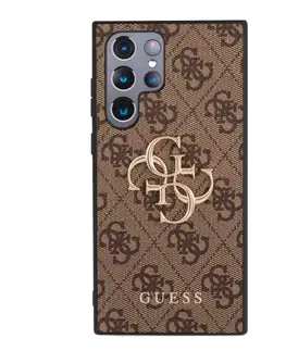 Puzdrá na mobilné telefóny Zadný kryt Guess PU 4G Metal Logo pre Samsung Galaxy S23 Ultra, hnedá 57983112874