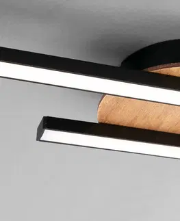 Stropné svietidlá Briloner LED svetlo Go 2-pl. čierna/drevený dekór lineárne
