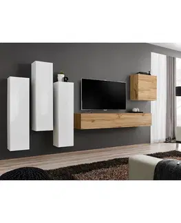 Podkrovný nábytok Obývacia stena Switch III Biely/Wotan