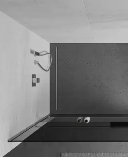 Sprchové dvere MEXEN/S - KIOTO Sprchová zástena WALK-IN s poličkou a držiakom uterákov 70 x 200, grafit 8 mm, chróm 800-070-121-01-40