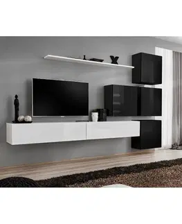 Podkrovný nábytok Obývacia stena Switch IX Biely/Čierna