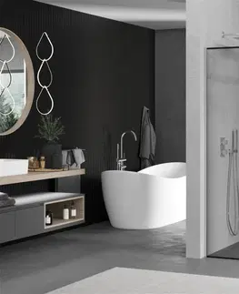 Sprchové dvere MEXEN/S - Kioto Sprchová zástena Walk-in 140 x 80 cm, čierny vzor, chróm 800-140-202-01-70-080