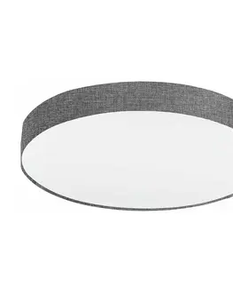 Stropné svietidlá EGLO Sivé stropné svietidlo Pasteri s ľanovým tienidlom 76 cm