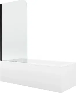 Sprchové dvere MEXEN/S - Cubik obdĺžniková vaňa 160 x 70 cm s panelom + vaňová zástena 70 cm, transparent, čierna 550316070X9007017000