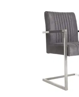 Stoličky - moderné LuxD 21100 Konzolová stolička Boss s podrúčkami, sivá antik 