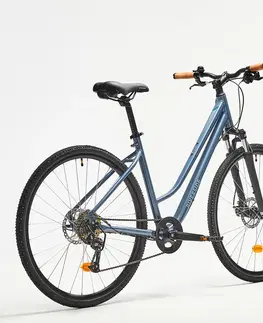 bicykle Trekingový bicykel 500 nízky rám modrý