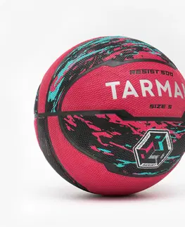 lopty Basketbalová lopta veľkosť 5 R500 ružovo-čierna