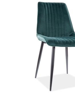 Jedálenské stoličky MIKE  VELVET čalúnená stolička, zelený bluvel 78 / čierna