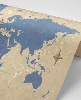 Samolepiace tapety Samolepiaca tapeta mapa sveta s kompasom v retro štýle