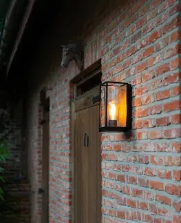 Vonkajšie nástenné svietidlá LUTEC Svietidlo Flair, tienidlo centrálne drevený vzhľad
