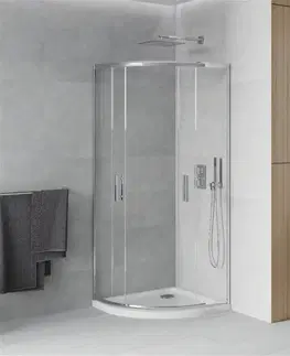 Vane MEXEN/S - Rio štvrťkruhový sprchovací kút 70 x 70, transparent, chróm + vanička so sifónom Flat, biela 863-070-070-01-00-4110
