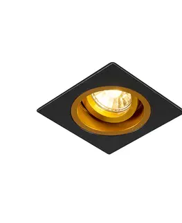 Zapustene svietidla Inteligentné zapustené bodové čierne so zlatým štvorcom vrátane Wifi GU10 - skľučovadlo