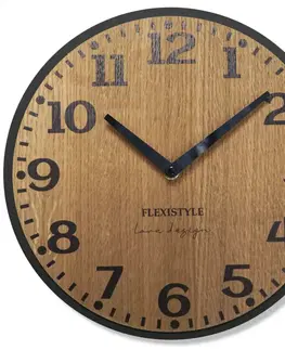 Hodiny Drevené nástenné hodiny Elegante Flex z227-1d-1-x tmavohnedé, 30 cm