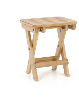 Jedálenské stoličky KONDELA Denice rozkladacia stolička bez operadla bambus
