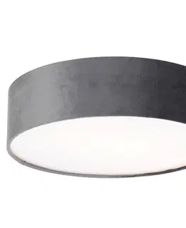 Stropne svietidla Moderné stropné svietidlo šedé 40 cm so zlatým vnútrom - Buben