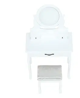 Toaletné stolíky Toaletný stolík s taburetom, biela/strieborná, LINET NEW