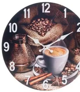 Hodiny Nástenné hodiny Coffee, pr. 34 cm, drevo