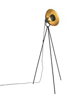 Stojace lampy Stojacia lampa čierna so zlatým statívom 154,4 cm - Magnax Eco