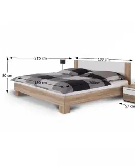 Spálňové zostavy Spálňový komplet (skriňa, posteľ a 2 nočné stolíky), dub sonoma/biela, MARTINA