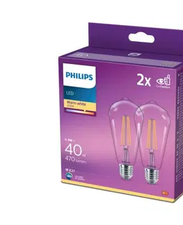 LED osvetlenie Philips SADA 2x LED Žiarovka VINTAGE Philips ST64 E27/4,3W/230V 2700K 