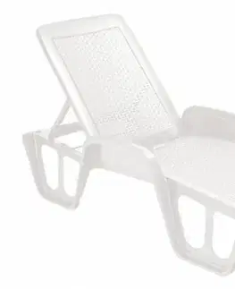 Záhradné stoličky a kreslá Kinekus Lehátko polohovateľné POOL biele ratan, pre domáce použitie