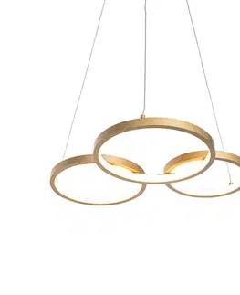Zavesne lampy Závesné svietidlo zlaté vrátane LED 3-stupňové stmievateľné 3-svetlo - Rondas