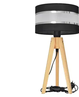 Lampy  Stolná lampa HELEN 1xE27/60W/230V čierna/chróm/borovica 
