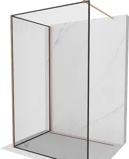 Sprchové dvere MEXEN/S - Kioto Sprchová zástena WALK-IN 110 x 100 cm, čierny vzor, meď kartáčovaná 800-110-212-65-70-100