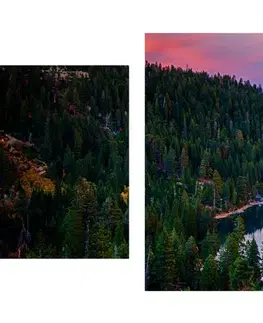 Obrazy prírody a krajiny 5-dielny obraz jazero pri západe slnka