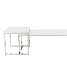 Konferenčné stolíky KONDELA Enisol Typ 2 konferenčný stolík (2 ks) biely vysoký lesk