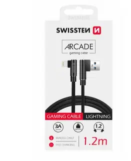 Dáta príslušenstvo Dátový kábel Swissten USB/LIGHTNING textilný s podporou rýchlonabíjania, čierny 71527700
