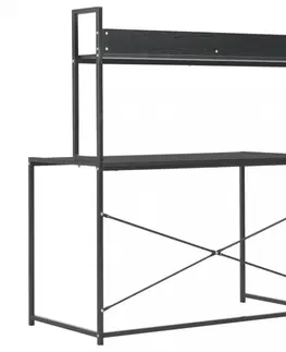 Pracovné stoly Písací stôl 120x60 cm s policou Dekorhome Čierna