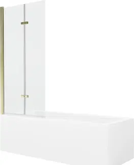 Sprchové dvere MEXEN/S - Cubik obdĺžniková vaňa 160 x 70 cm s panelom + vaňová zástena 80 cm, transparent, zlatá 550316070X9208025000