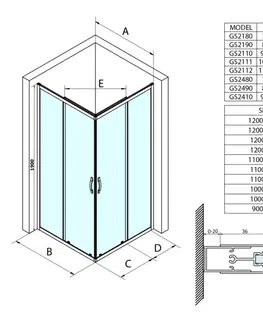 Sprchové dvere GELCO - SIGMA SIMPLY obdĺžniková sprchová zástena 1100x900 L/P varianta, rohový vstup GS2111-03