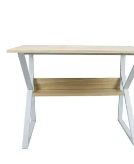 Písacie stoly Písací stôl s policou, dub prírodný/biela, TARCAL 80
