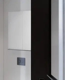 Kúpeľňový nábytok CERSANIT - Zrkadlová skrinka VIRGO 40 sivý dub s čiernymi úchytmi S522-012