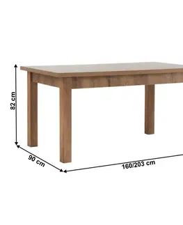 Jedálenské stoly Jedálenský stôl, rozkladací, dub lefkas tmavý, 160-203x90 cm, MONTANA STW