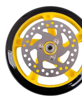 Komponenty na kolobežky Náhradné koliesko s brzdovým diskom na kolobežku Discola 200x30mm žltá