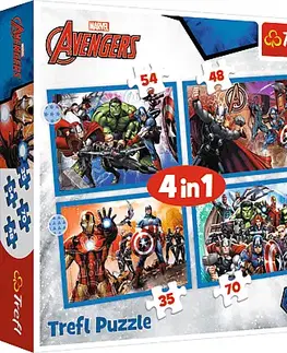 Hračky puzzle TREFL - Puzzle 4v1 - Odvážni Avengeri / Disney Marvel The Avengers