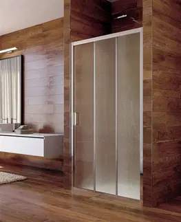 Sprchovacie kúty MEREO - Sprchové dvere, LIMA, trojdielne, zasúvacie, 100 cm, chróm ALU, sklo Point CK80632K