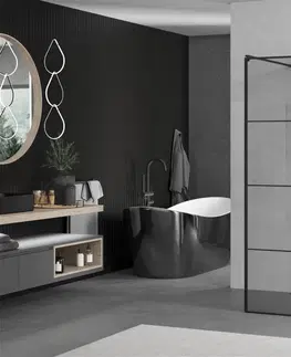 Sprchové dvere MEXEN/S - KIOTO samostatne stojaca sprchová zástena 120 x 200, transparent/čierna vzor 8 mm, čierna 800-120-002-70-77