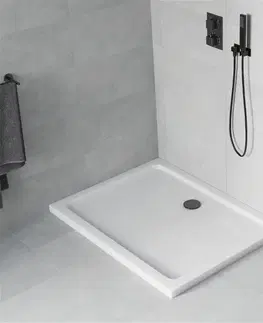 Vane MEXEN/S - Flat sprchová vanička obdĺžniková slim 100 x 70, biela + čierny sifón 40107010B