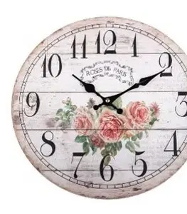 Hodiny Nástenné hodiny Paris roses, pr. 34 cm, drevo