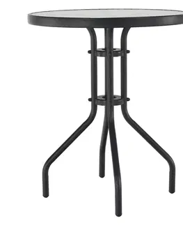 Záhradné stolíky Jedálenský stôl, čiena oceľ/tvrdené sklo, priemer 60 cm, BORGEN TYP 1
