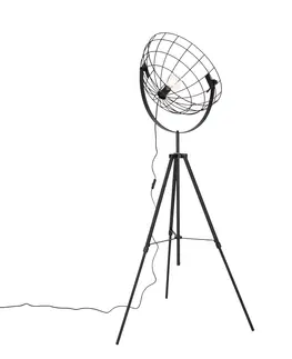 Stojace lampy Priemyselná statívová stojaca lampa čierna 50 cm nastaviteľná - Hanze