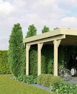 Záhradné domčeky Drevený prístrešok / carport CLASSIC 1A s plechmi Lanitplast