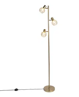 Stojace lampy Dizajnová stojaca lampa zlatá 3-svetlá nastaviteľná - Mesh