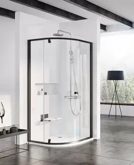 Sprchovacie kúty RAVAK - Pivot Sprchovací kút štvrťkruhový PSKK3-90, 870-895 mm, čierna/sklo 37677300Z1