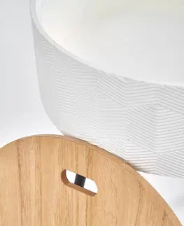 Konferenčné stolíky HALMAR Aura okrúhly príručný stolík s úložným priestorom biela / čierna / prírodná